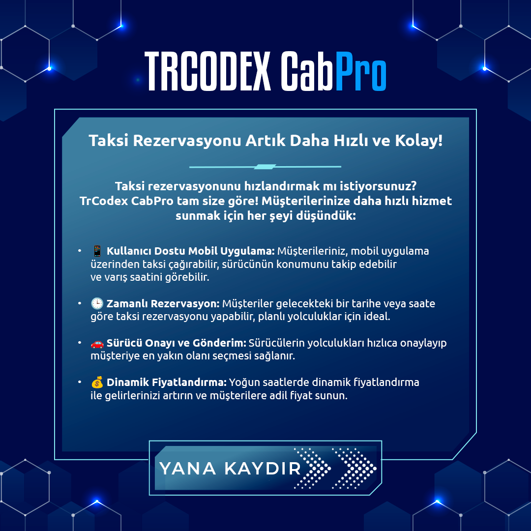 CabPro - Taksi Yönetim Kontrolü Yazılım Sistemi - Görsel 3